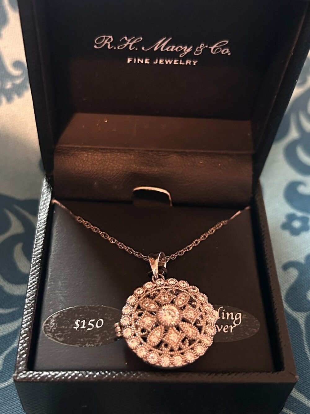 Macy's Sterling Silver and CZ locket - NWT